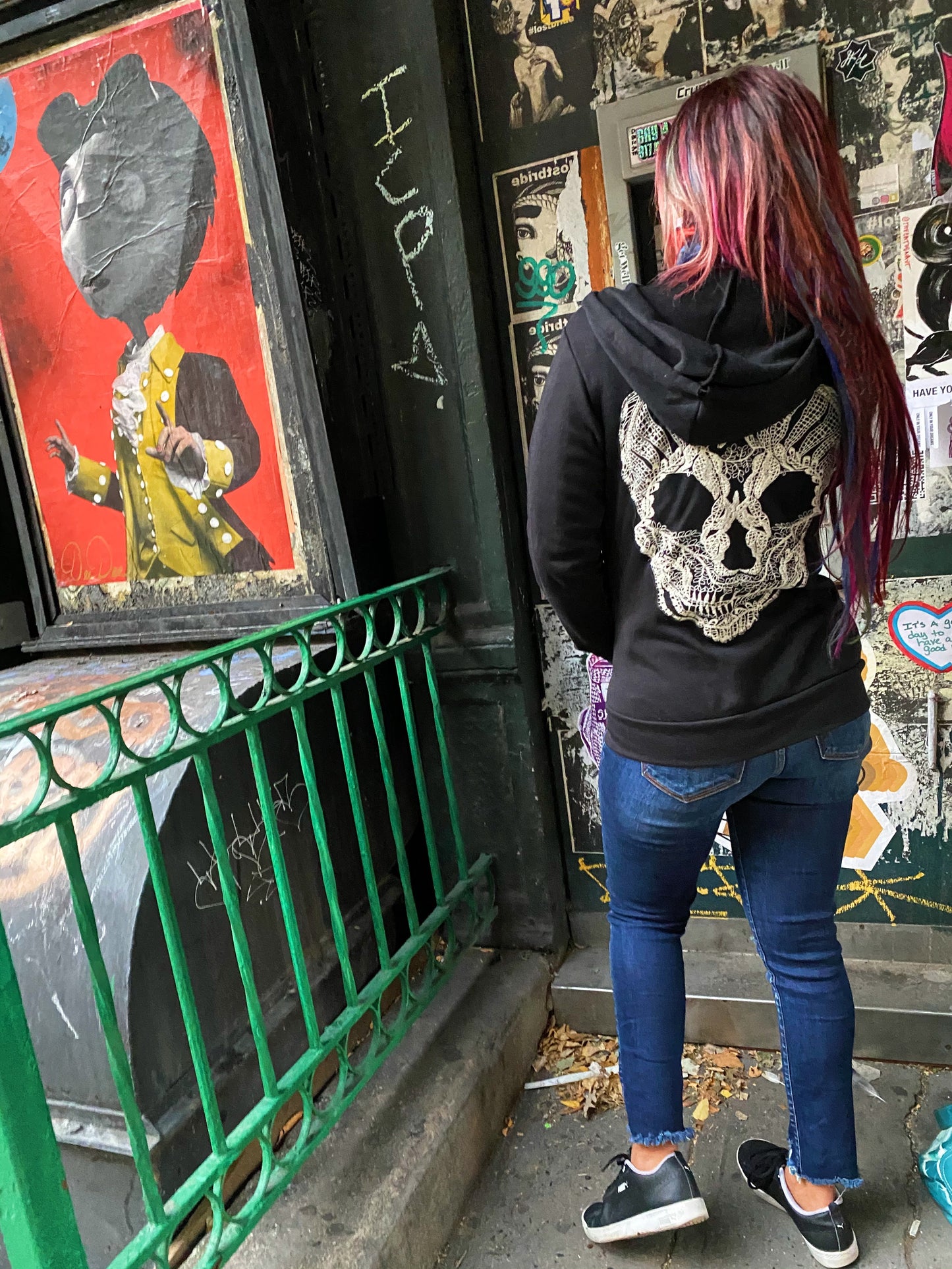 RESTOCK Sugar Skull Black Zip Hoodie