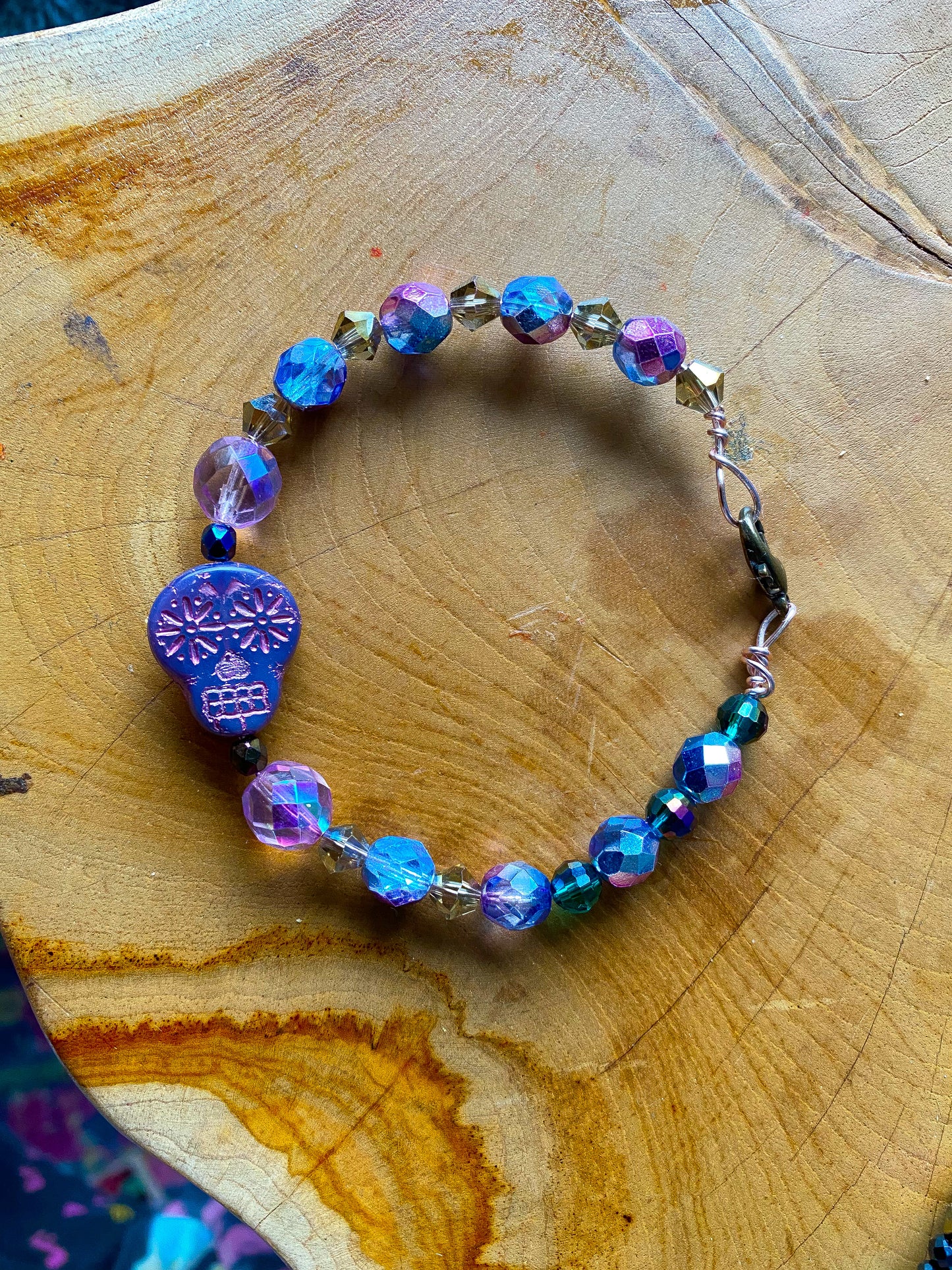 Passion Sugar Skull Charm Bracelet with Ethereal Beads