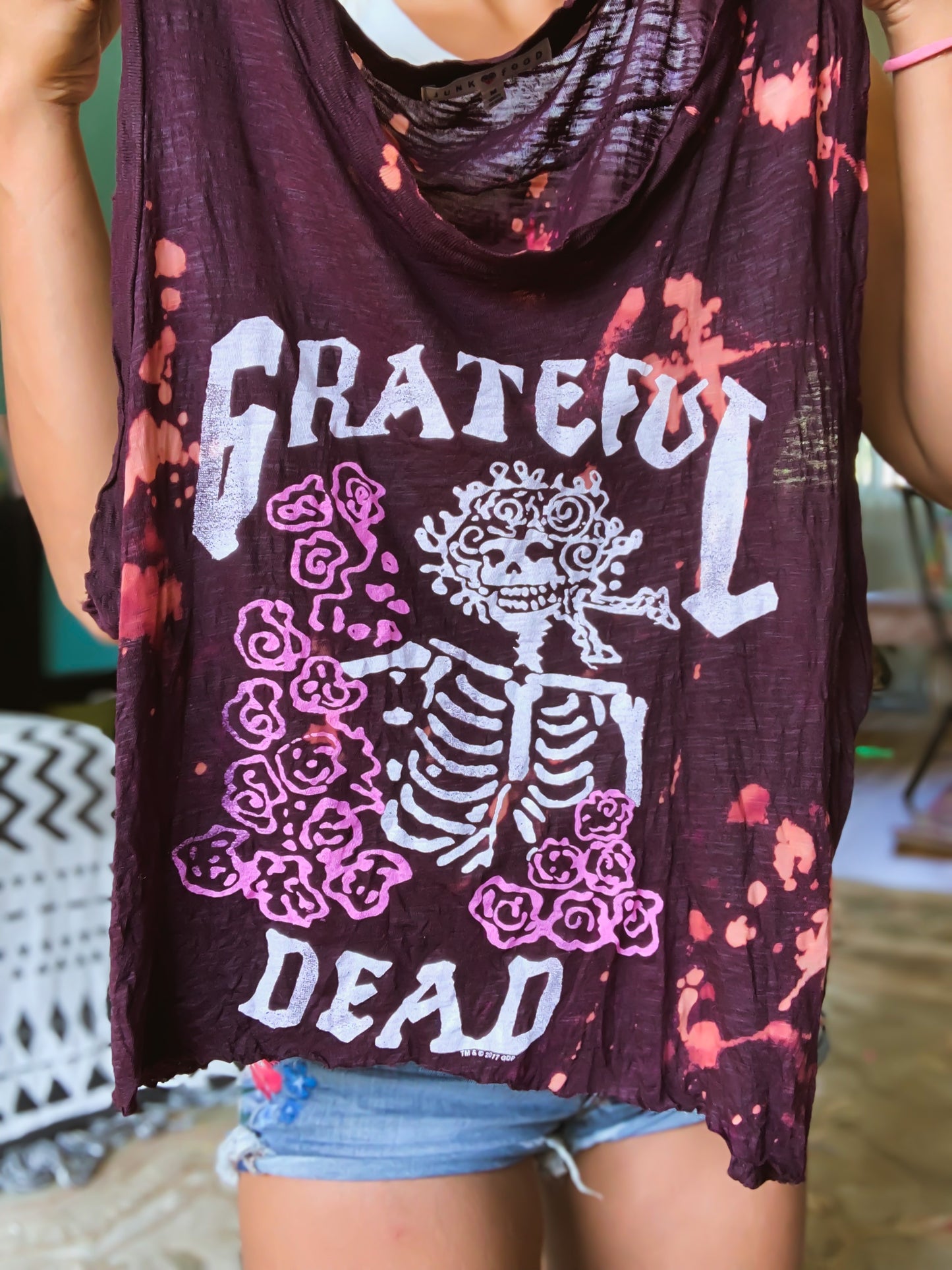 Grateful Dead Distressed Cropped Sleeveless Tee