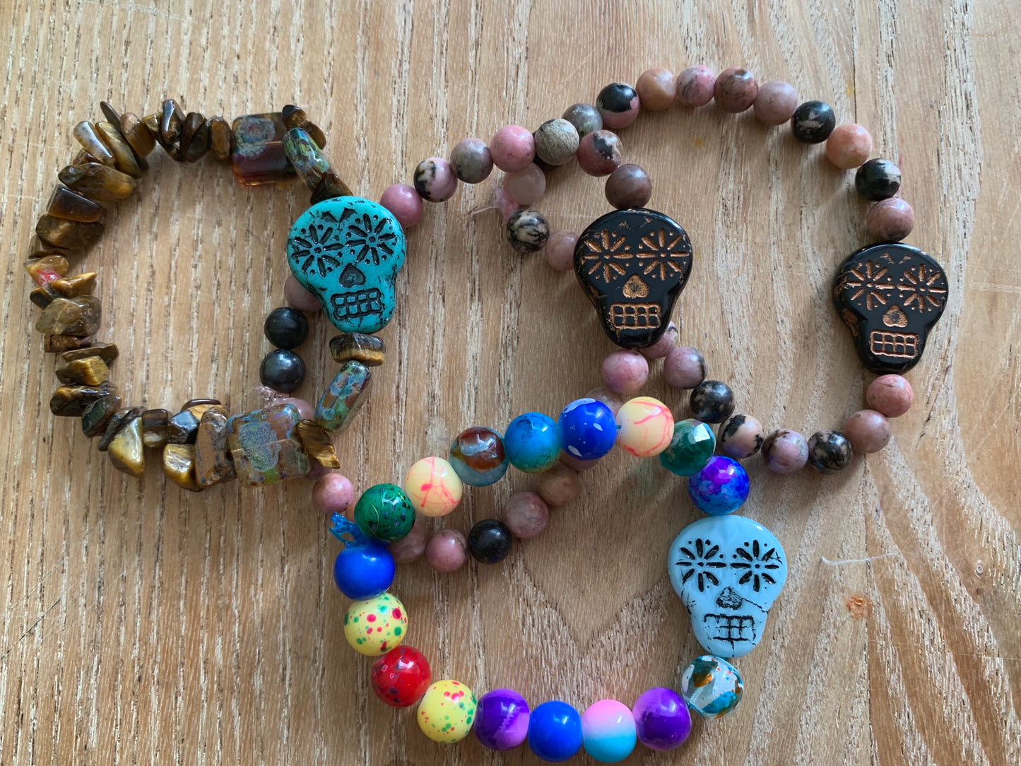 Sugar Skull Bracelet in Turquoise - Handmade Original