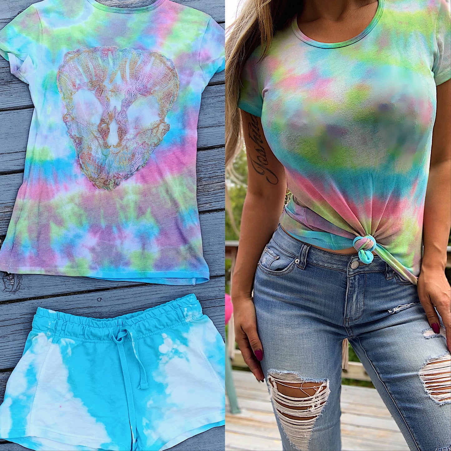 St. Lucia Bright Tie Dye Sugar Skull T-shirt