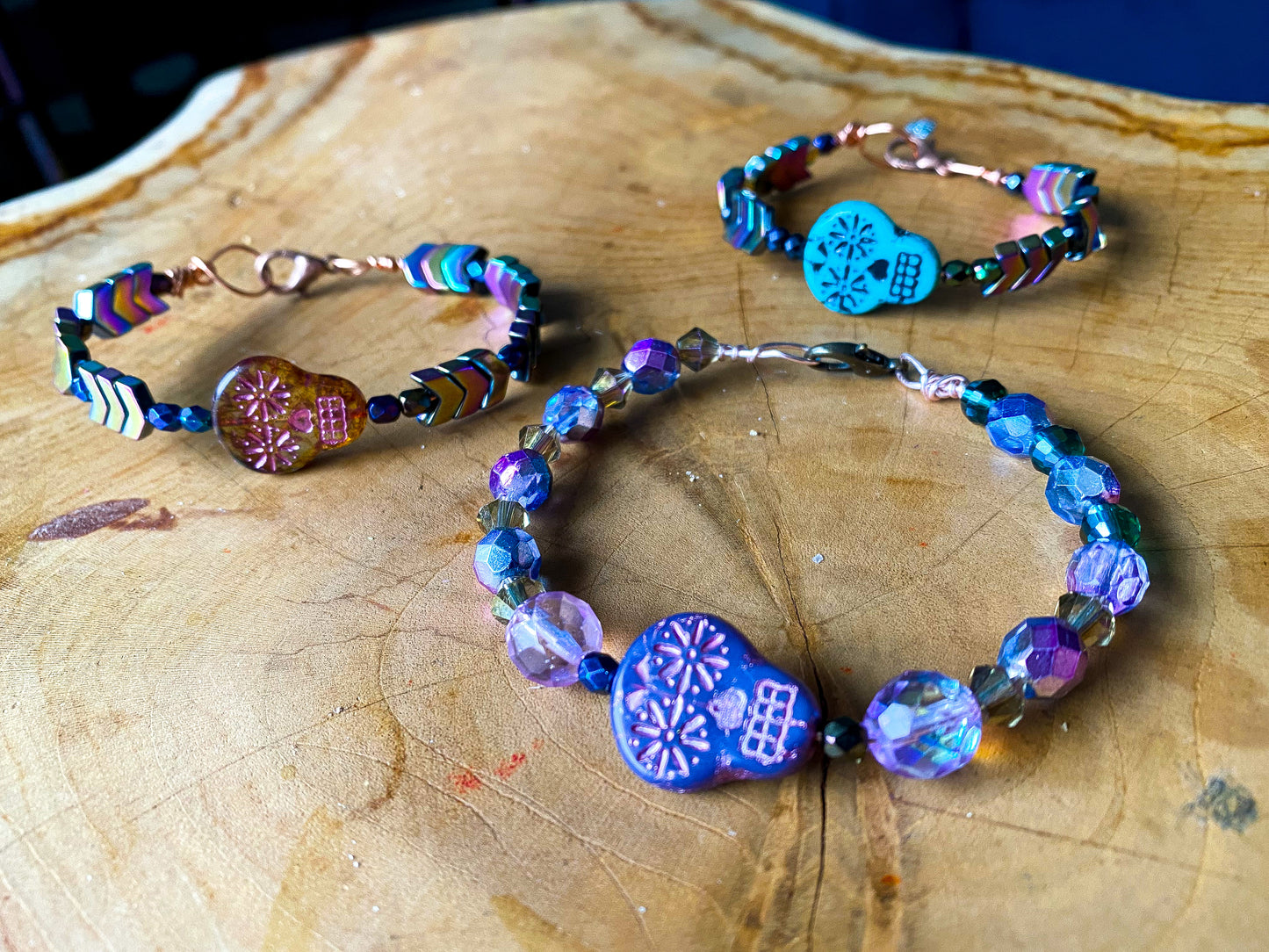 Passion Sugar Skull Charm Bracelet with Ethereal Beads