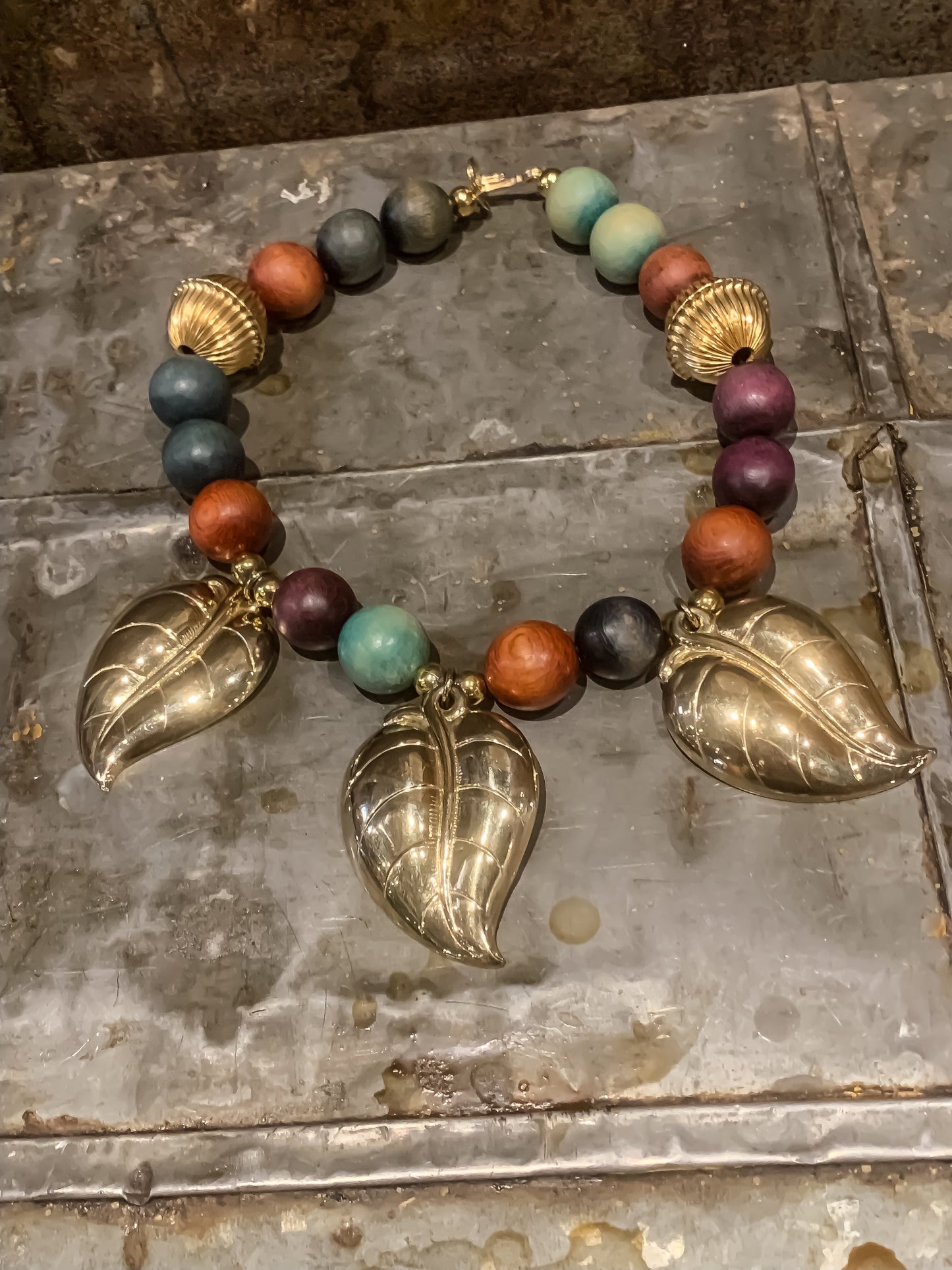 Vintage Art Deco Inspired Leaf Statement Necklace