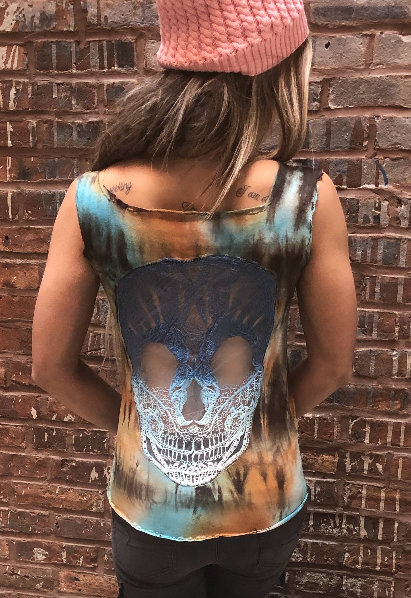 Desert Skull Tie Dyed Sugar Skull Tank Top