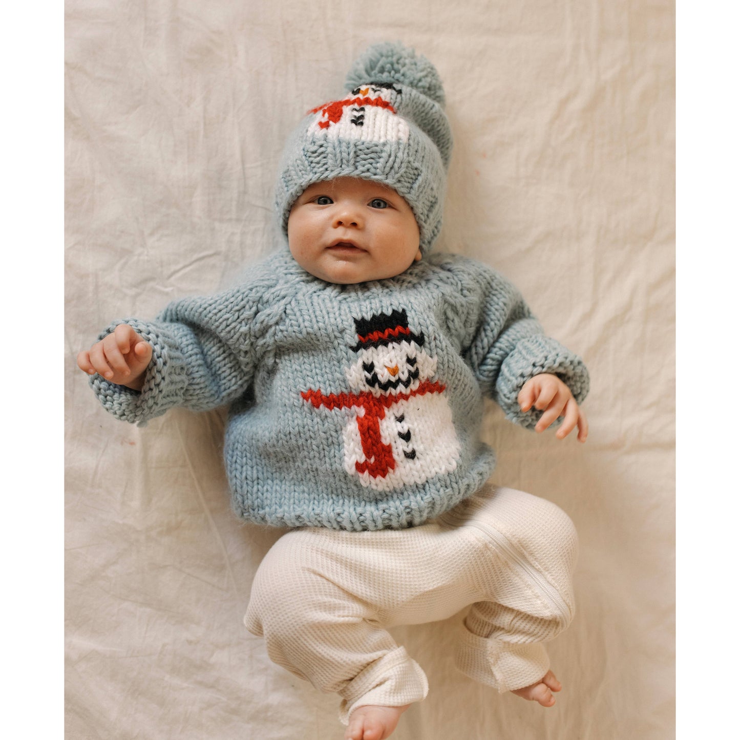 Frosty Snowman Surf Blue Beanie Hat