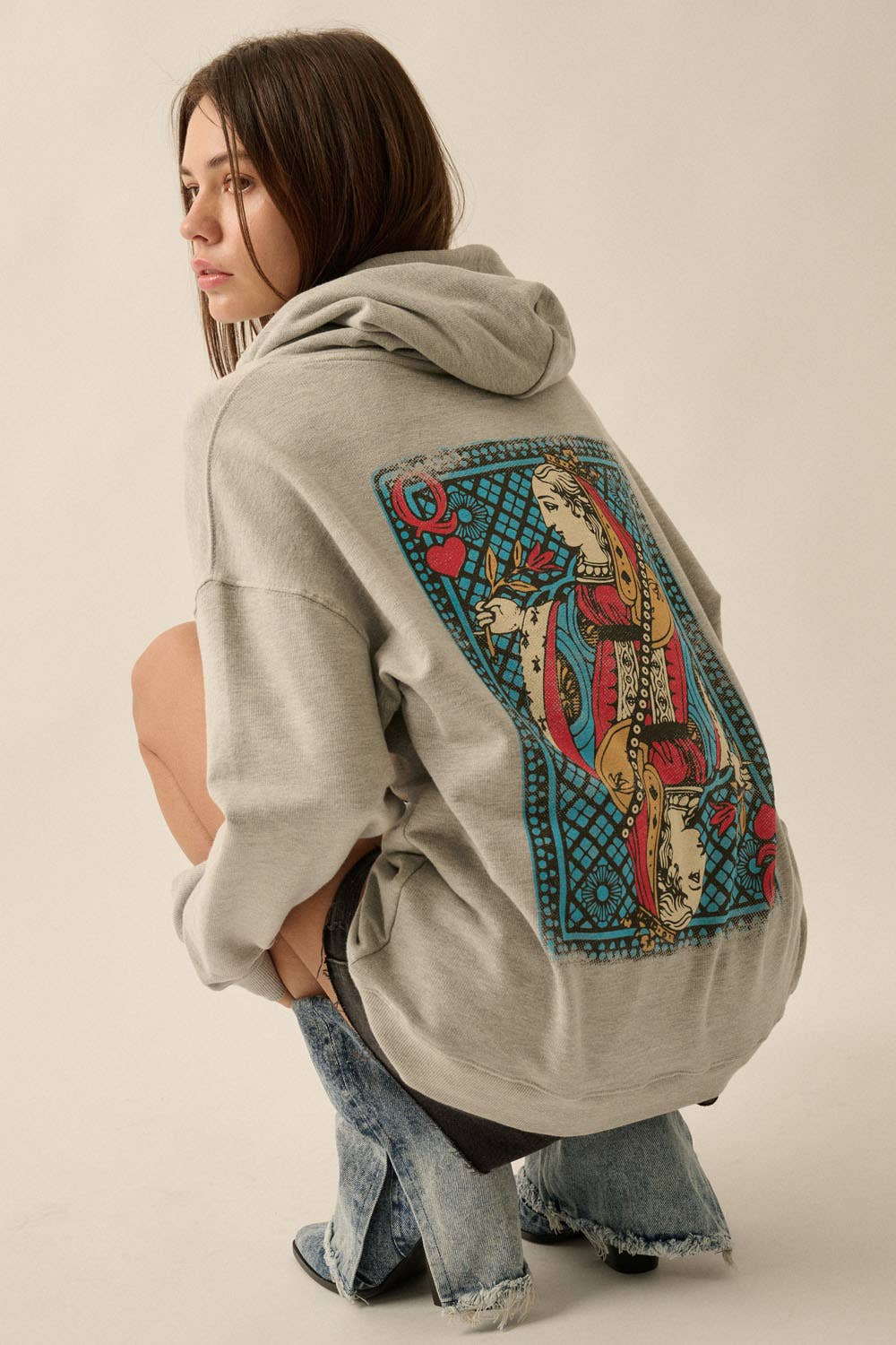 Queen of Hearts French Terry Graphic Hoodie