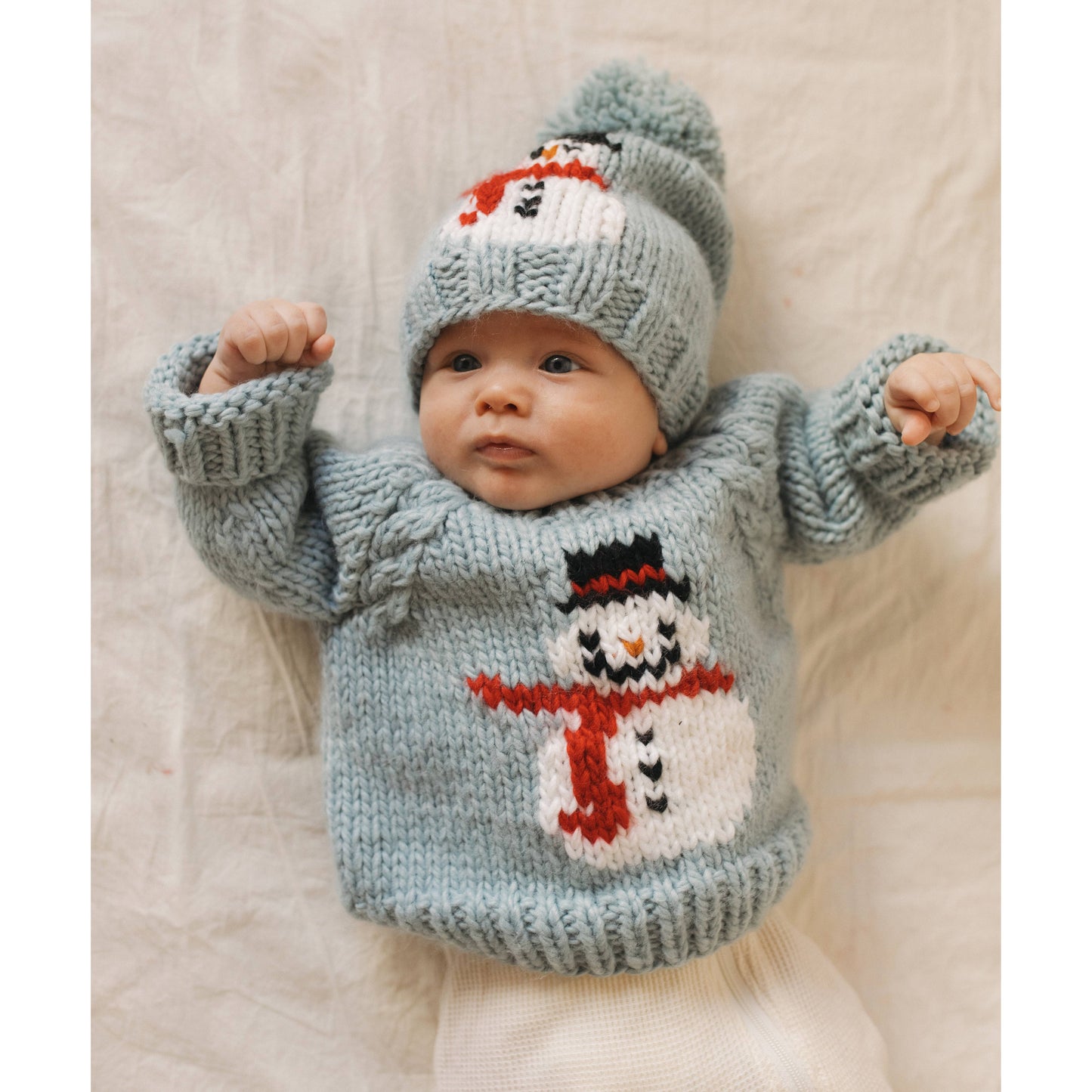 Frosty Snowman Surf Blue Beanie Hat