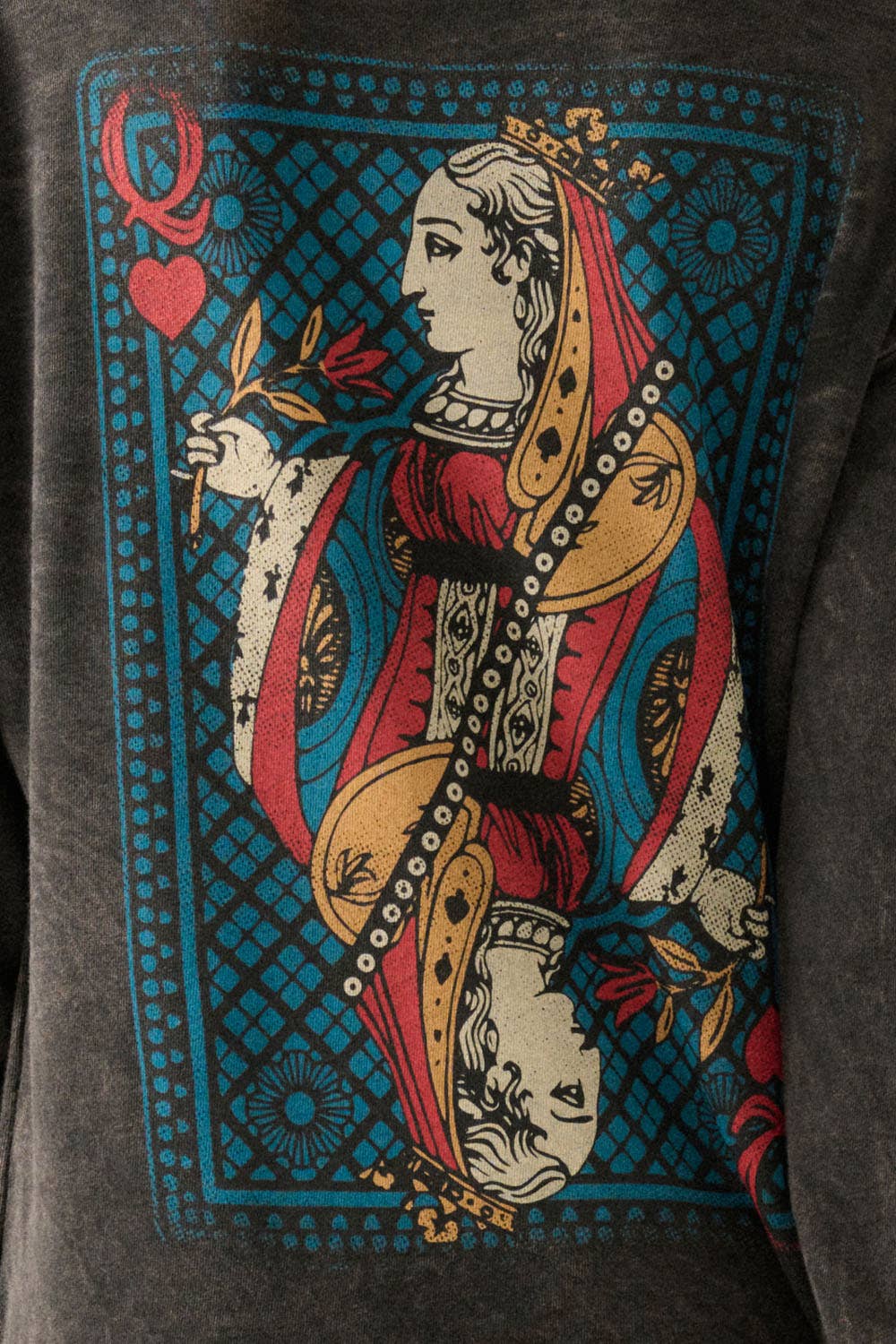 Queen of Hearts Vintage Wash Graphic Sweatshirt