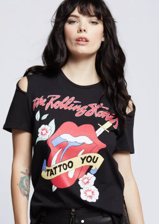 Rolling Stones Slit Seeve Tattoo You Band T-Shirt Blacl