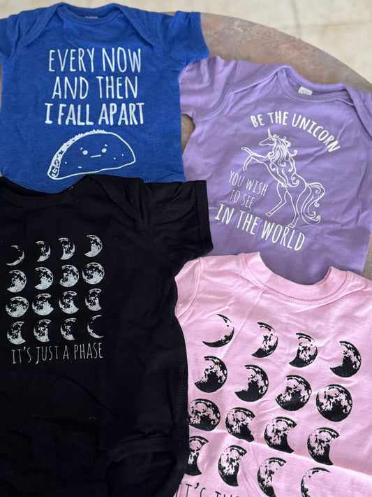 It’s Just A Phase Graphic Baby Onesie Black/Grey