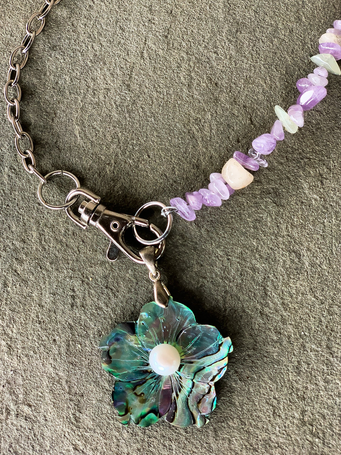 Waterflower Multicolor Beaded Amethyst Chain Necklace