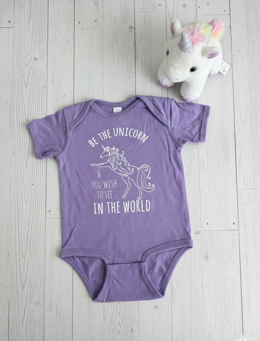 Be A Unicorn Lavender Graphic Baby Onesie