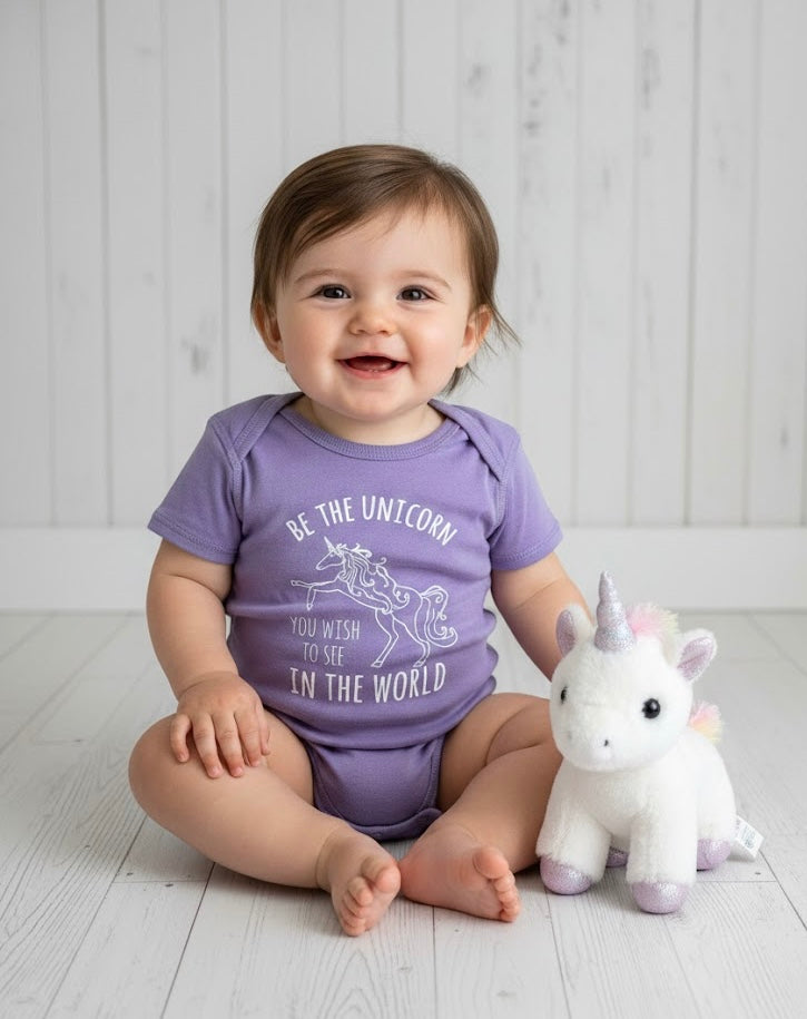 Be A Unicorn Lavender Graphic Baby Onesie