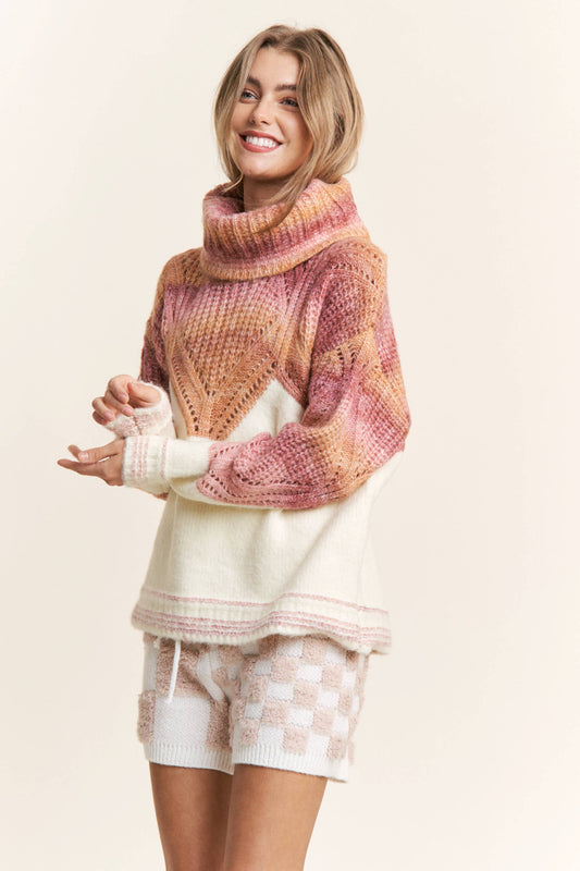 Ombre Chevron Cowl Sweater