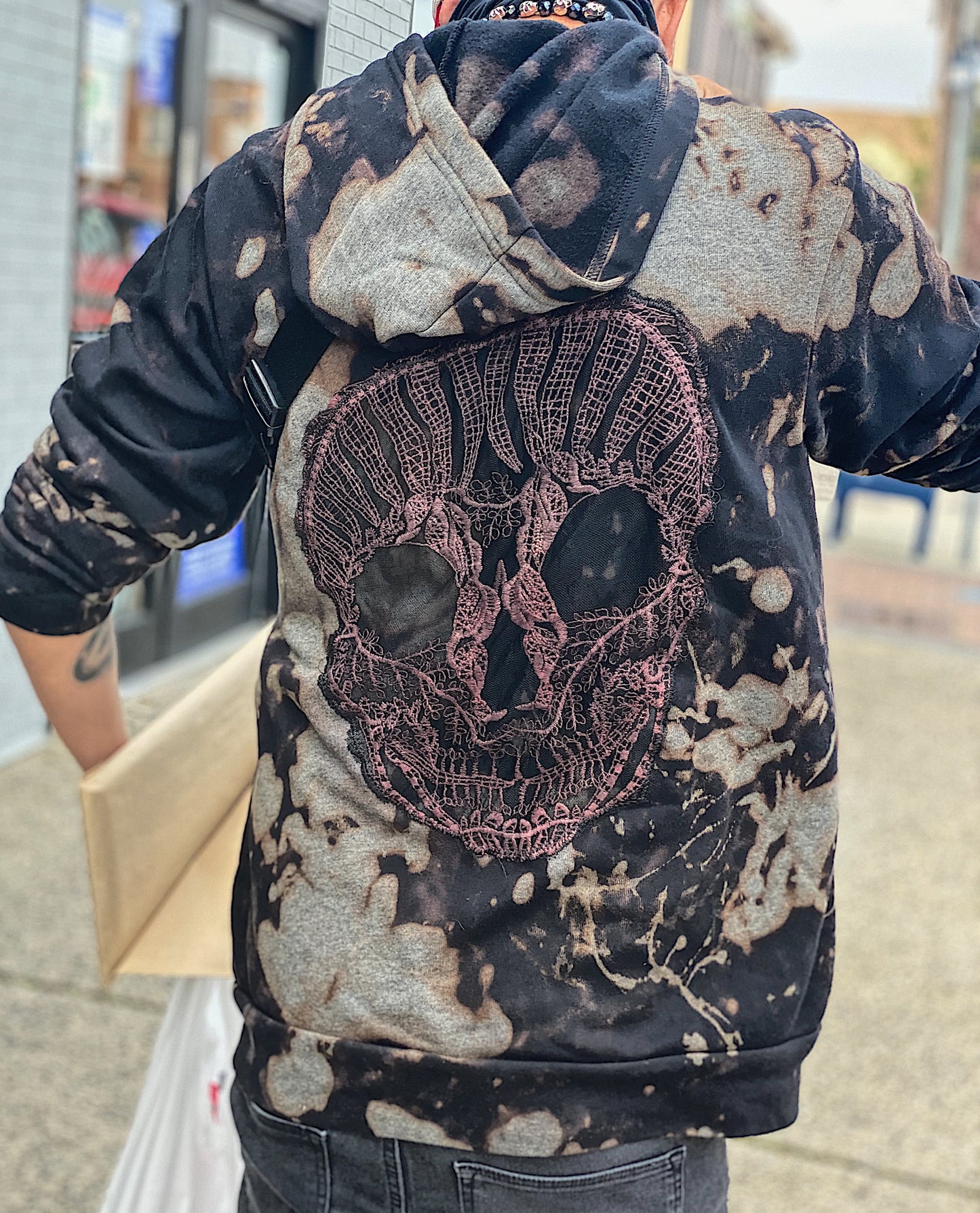 Graphite Skull Hoodie Sweatshirt Black/Grey NEW